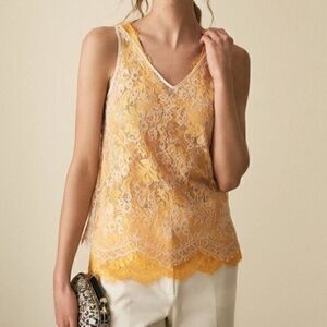 REISS NWT Double Layered Lace Yellow Blouse Top US 6